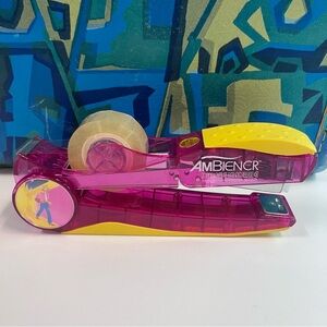 Pink and Yellow AmbienCR Tape Dispenser / Stapler